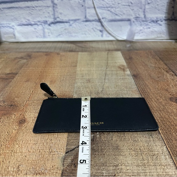 COACH - SLIM Long BLACK Leather Zip CLUTCH pouch wallet - Picture 2 of 5
